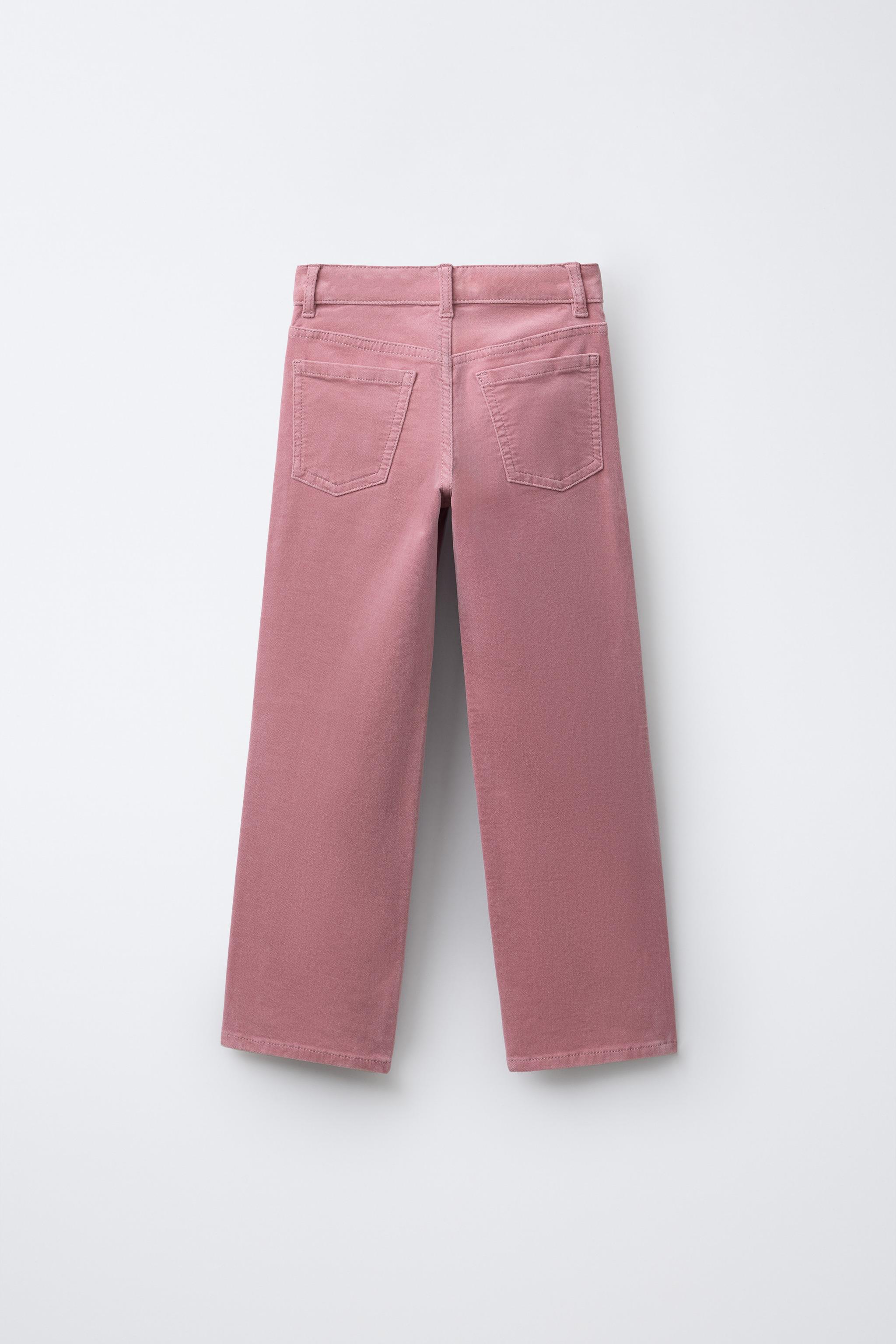 PANTALON EN VELOURS À FLEURS BRODÉES